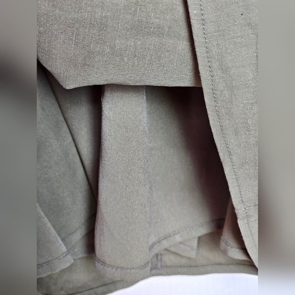 ZARA SEXY LINEN BLEND SHORT DRESS LONG SLEEVE OLIVE GREEN CUT OUT MINI XS - Picture 9 of 16